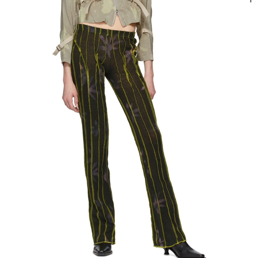 Helenamanzano SSENSE exclusive green 3D striped lounge pants - Small
